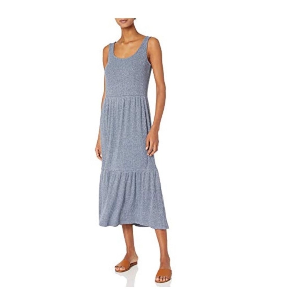 Daily Ritual Maxi‎ Dress Sleeveless Casual Tiered Knit Heathered XL